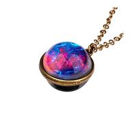 Momolaa Chiusure E Chiusure Della Collana Magnetica Planet Dome Sided Double The System Galaxy Glass Glow In Dark Collana Ciondolo Collane e ciondoli Collane Iniziali in Argento (F, One Size)