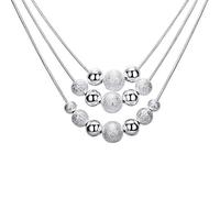 Momolaa Collana A Corda Le signore a tre fili fai-da-te bordano i gioielli Collane e ciondoli a colori con corde creative Perline Di Collana per La Creazione Di Gioielli (Silver, One Size)