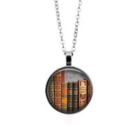 Momolaa Collana Del Dente per I Denti Persi Gioielli Ciondolo Tempo Collana Moda e Libri Vintage Biblioteca Argento Collane e Ciondoli Collane per Figlia (Silver, One Size)