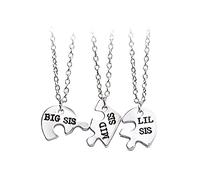 Momolaa Collana Di Coordinate Puzzle Big Puzzle Middle Sister Love Collana 3 pezzi Collana Little Heart Collane e ciondoli Collana ARWEN HAIRSTAR. (sliver, One Size)