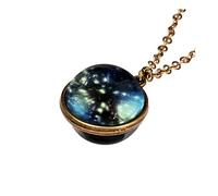 Momolaa Collana Di Cristallo Della Corniola Glow Planet Dome Double Dark System Glass Galaxy Sided In Collana con ciondolo Collane e ciondoli K Collana per Ragazze (I, One Size)