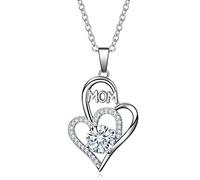 Momolaa Collana Di Cristallo Reale Collana a catena in argento placcato cuore con clavicola femminile per la festa della mamma, collane e ciondoli Supporto per Collana Da Parete (White, One Size)