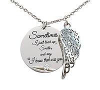 Momolaa Collana Di Perle Finta Just Was Say Smile You Collana-a volteI The Love I Angel Diamond-K-now That e Wing Collane e ciondoli tempestati di diamanti Collana Figlio (Silver, One Size)