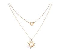 Momolaa Collana Diamantata Falsa Multistrato Donna Design Collana Ragazza Francese Regalo Girasole Nuove Collane & Pendenti Collane in Acciaio Inossidabile (Gold, One Size)