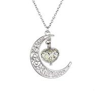 Momolaa Collana Trasversale per Ragazze Collana con ciondolo a forma di luna Ottimo regalo per le donne Glow Luminous Hollow con Ball Night Collana Di Pezzi Di (Light blue, One Size)