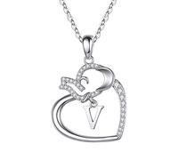 Momolaa Collane per La Fidanzata Collana Love Elephant per Ciondolo Cuore Gioielli Donne GoodLuck Collane e ciondoli Porta Collana Di Cristallo per Pietre (V, One Size)