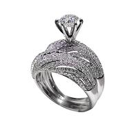 Momolaa Coppie Anelli per E Lei Insieme Coppia anello di moda diamante anello matrimonio proposta essenziale anelli zirconi Anello Di Astrologia (as show, XXL)