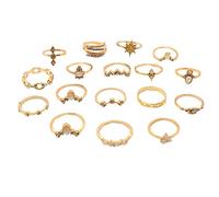 Momolaa Diamond Set Style 17 Ring Set Bohemian Piece Jewelry Ring Rings Anelli Di Plastica Della Lingua (Gold, One Size)