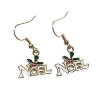 Momolaa Europa e Stati Uniti Nuovi orecchini di Natale Orecchini creativi con lettere di cartoni animati Accessori natalizi con a goccia in lega Orecchini Ragazza 12 Anni (White, One Size)