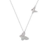 Momolaa Imballaggio Della Collana Farfalle coreane Per Le Donne Piccole Sterline Collana Grande Due Zirconi Argento 925 Gioielli Catena Clavicola Collane e Ciondoli Collana Nuora (black, One Size)