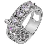 Momolaa Portasciugamani per La Parete Del Bagno Gioielli da donna con anello multicolore con strass intarsiati retrò semplici di personalità Distanziatori per Anello Da Anello Sciolto (Silver, 7)