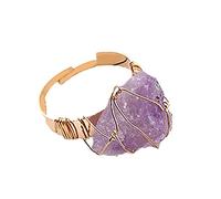Momolaa Schede Flash Anelli Anello ruvido Anello con pietra preziosa Personalità Anello con pietra di moda Anelli aperti in pietra naturale Anello Troppo Grande (Purple, One Size)