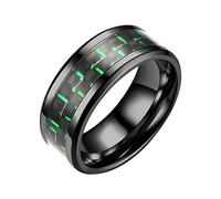 Momolaa Segnalibro Il Signore Degli Anelli Coppia di anelli di coppia in acciaio al carbonio con anello a tre colori in fibra di moda per adulti Suona Il Campanello Della Porta 2 (Green, 11)