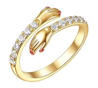 Momolaa Segnalibro Il Signore Degli Anelli Love Hug Diamond Ring European e American Jane Eyres Fashion Hug Ring Anello smaltato aperto Anello Del Setto A Ferro Di Cavallo (A-C, One Size)