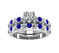 Momolaa Set Di Anelli Coppia Di Diamanti E Micro-intarsiato Cuore Americano Pieno Di Diamanti Peach Intarsiato Anelli Anello Europeo Anello Luminoso A Led Treppiede (blue, 8)