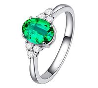 Momolaa Set Donne Anello Naturale Sangue 18k Placcato Oro Anelli di Diamanti Gialli Anello Di Monete (Green, 7)