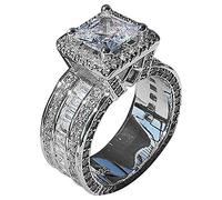 Momolaa Suona per Lei Taglia 5-11 Anello da principessa con pietre preziose Anelli da donna con taglio anello in rame Anello Cuore (White, 8)