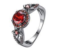 Momolaa Suoneria Campanello Video Suoneria Donne Gemstone Creato Wedding Fidanzamento Promessa Band Anelli Norvegesi per Gli Uomini (Red, 6)