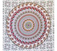 MOMOMUS Arazzo da Parete Mandala Grande 210x230 cm, Bianco e marrone | Arazzo da parete grande per pareti ampie: motivo mandala su un lato, caduta leggera, facile da appendere e riporre.