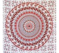 MOMOMUS Mandala Arazzo da Parete Etnico - Colori Vivaci, Stile Indiano in Tessuto- Telo/Poster/Arazzo Mandala da Parete -Bianco-Arancione, 135x210 cm