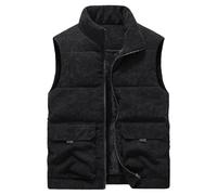 Momooda Cappotto da Uomo in pile Trapuntato in Velluto a Coste, Gilet Smanicato, Giacca Inverno Imbottita, 2XL, Nero