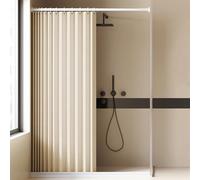 Momooda Pieghevole Magnetica Tenda Doccia Antimuffa Impermeabile con Ganci, Tenda da Doccia Antimuffa Resistente per il bagno, Khaki, 130x200cm