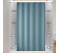 Momooda Tenda Doccia Magnetica Pieghevole Resistente con Ganci, Antispruzzo, Tenda da doccia Impermeabile Antimuffa in lino per il bagno, Blu, 150x180cm