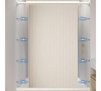 Momooda Tenda Doccia Magnetica Pieghevole Resistente con Ganci, Antispruzzo, Tenda da doccia Impermeabile Antimuffa in lino per il bagno, Beige, 200x180cm
