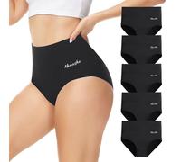 Momoshe Mutande Donna Cotone Vita Alta Pacco da 5 Slip Traspirante Culotte Comode Elasticizzato Intimo Nero 2XL