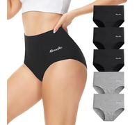 Momoshe Mutande Donna Cotone Vita Alta Pacco da 5 Slip Traspirante Culotte Comode Elasticizzato Intima Mutantina Nero Grigio XL