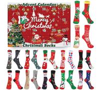 MOMOSTAR Calendario Avvento Donna 2025, 24 Paia Calzini Natalizi, Calendario dell'Avvento 2025, Cotone Calze Natale con Renne Babbo Natale, Regali Natale per Adulti Donna Uomo