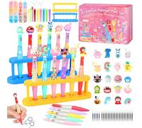 MOMOSTAR Laboratorio Delle Penne Luminose, LED Laboratorio Degli Evidenziatori avec 80 Accessori, La fabbrica delle penne, Lavoretti Creativi Bambini, Regalo Idee per Bambina Bambino 5 6 7 8 Anni