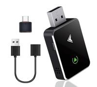 Momowin 2 in 1 Carplay & Android Auto Wireless Adapter, per Convertire Carplay e Android Auto via Cavo in Wireless, Plug and Play, Compatibile con iPhone iOS 12+ e Android 11+