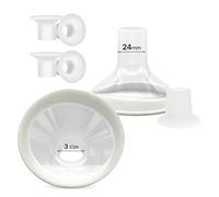 MompMuir Inserti flangiati da 17 mm, 19 mm, 21 mm (6 pezzi) compatibili con tiralatte Lansinoh/Medela/Spectra e scudi flangiati da 24 mm (2 pezzi), parti di ricambio per pompe, flange per pompe