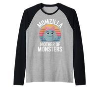 Momzilla, motivo retrò con la madre dei mostri, divertente. Maglia con Maniche Raglan