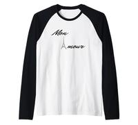 Mon Amour, maglietta con scritta "My Love", per donne e uomini Maglia con Maniche Raglan