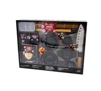 Mon atelier sushis, makis, gyozas et onigiris: Coffret avec 1 plateau, 2 bols, 1 livre de recettes, 1 couteau santoku, 2 paires de baguette, 1 natte ... 2 petits bols pour la sauce et 3 moules