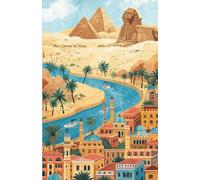 Mon carnet de notes Le Caire: 100 pages lignées A5 - Illustration orientale désert de sable - Le Caire - Les pyramides et le Sphinx de Gizeh - pour notes personnelles