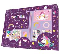 Mon coffret papeterie Licornes: Avec 1 joli carnet, 1 crayon, 1 gomme arc-en-ciel, des strass, des stickers, des pochoirs