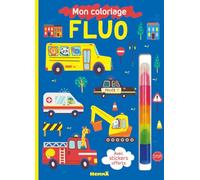 Mon coloriage fluo Véhicules: Avec 7 feutres fluos empilables et des stickers offerts