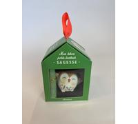 Mon hibou porte-bonheur Sagesse: Coffret avec une figurine de hibou en porcelaine et une citation inspirante sur un parchemin à déroule