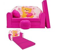 Mon Mobilier Design Nino - Divano componibile per bambini, con pouf e cuscino Oeko-TEX con orso, colore: Rosa