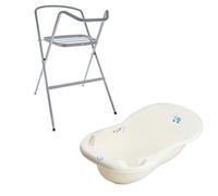 Mon Mobilier Design Vasca da bagno per bambini, termometro giallo cane e gatto, 102 cm + piede