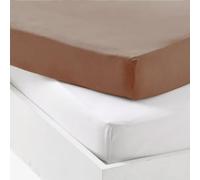 Mon PTIT Dodo - Set 2 DRAPS - Coprisedili in jersey, 70 x 140 cm, colore: Bianco/Marrone