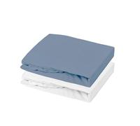 Mon PTIT Dodo - Set di 1 ALESE PU + 1 lenzuolo con angoli, 70 x 140 cm, colore: Bianco/Ocean