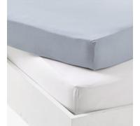 Mon PTIT Dodo - Set di 2 fodere in jersey, 70 x 140 cm, colore: Bianco/Azzurro