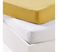 Mon PTIT - Set di 1 ALESE PU + 1 lenzuolo con angoli, 60 x 120 cm, colore: Bianco/Senape