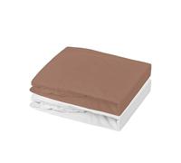 Mon PTIT - Set di 1 ALESE PU + 1 lenzuolo con angoli, 70 x 140 cm, colore: Bianco/Marrone