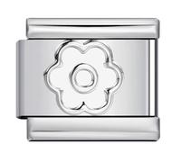Mon & Sons Bracciale in acciaio inox con ciondolo a forma di rosa e fiore, 9 mm, compatibile con maglie modulari da 9 mm
