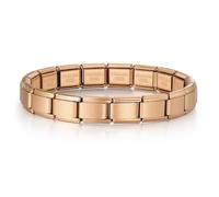Mon & Sons Bracciale in acciaio inox italiano, 9 mm, colore oro rosa opaco, compatibile con perline modulari